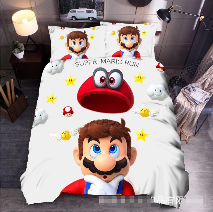 Новые 3d Super Mario Bros. Комплект постельного белья с милым мультяшным персонажем, Комплект постельного белья, полная мультяшная, домашний текстиль