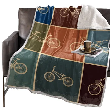 

BIGHOUSES Throw Blanket Retro Bicycle Bedspread Coverlet Blankets Fleece Throw Cover Wrap Personalized Thick