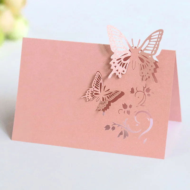 50pcs Butterfly Name Place Card Birthday Wedding Decoration Table Decor Table Name Message Greeting Card Baby Shower Party Favor