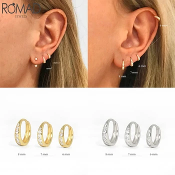 

Romad 925 Sterling Silver Hoop Earrings Luxury AAAAA Zircon Water Drop Round Circle Earrings For Women Gift Pendientes Mujer W4