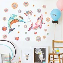 Творческий Дельфин настенный стикер детский сад детская комната украшение стены Гостиная Спальня теплый экологически чистый Rem