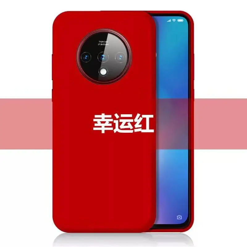 Red Чехол для Oneplus 7 T, мягкий чехол из жидкого силикона и резины для Oneplus 7 t 7 t Explorer, противоударные телефонные чехлы, чехлы - Цвет: Red