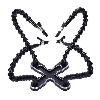 

Soldering Tool PCB Holder Four Flexible Arms Hands Crafts Jewelry Hobby Workshop Helping Station Non-Slip Steel Base (Black)