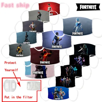 

New Kid Men Women Mask Fortnites Face Mask Protective Mouth Fortress Night Masks Washable Breathable Child Mask Filter Cosplay