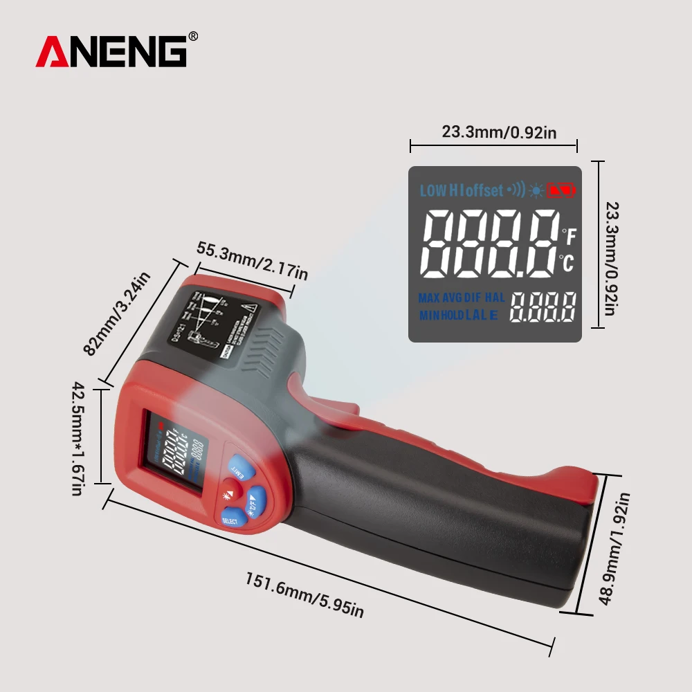 ANENG GM320B+ цифровой инфракрасный термометр, гигрометр, метеостанция, измеритель температуры, измеритель влажности, лазерный термометр