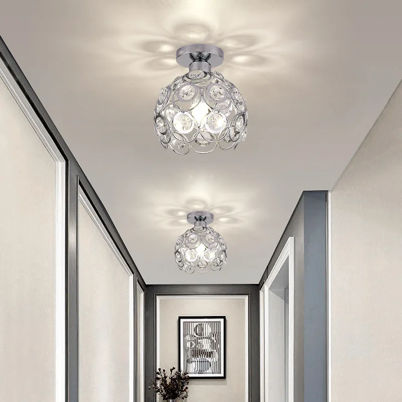 

American-Style LED Creative Iron Art Aisle Lights Hall Ceiling Corridor Entrance Lights Hallway Lamp Balcony Crystal Downlight