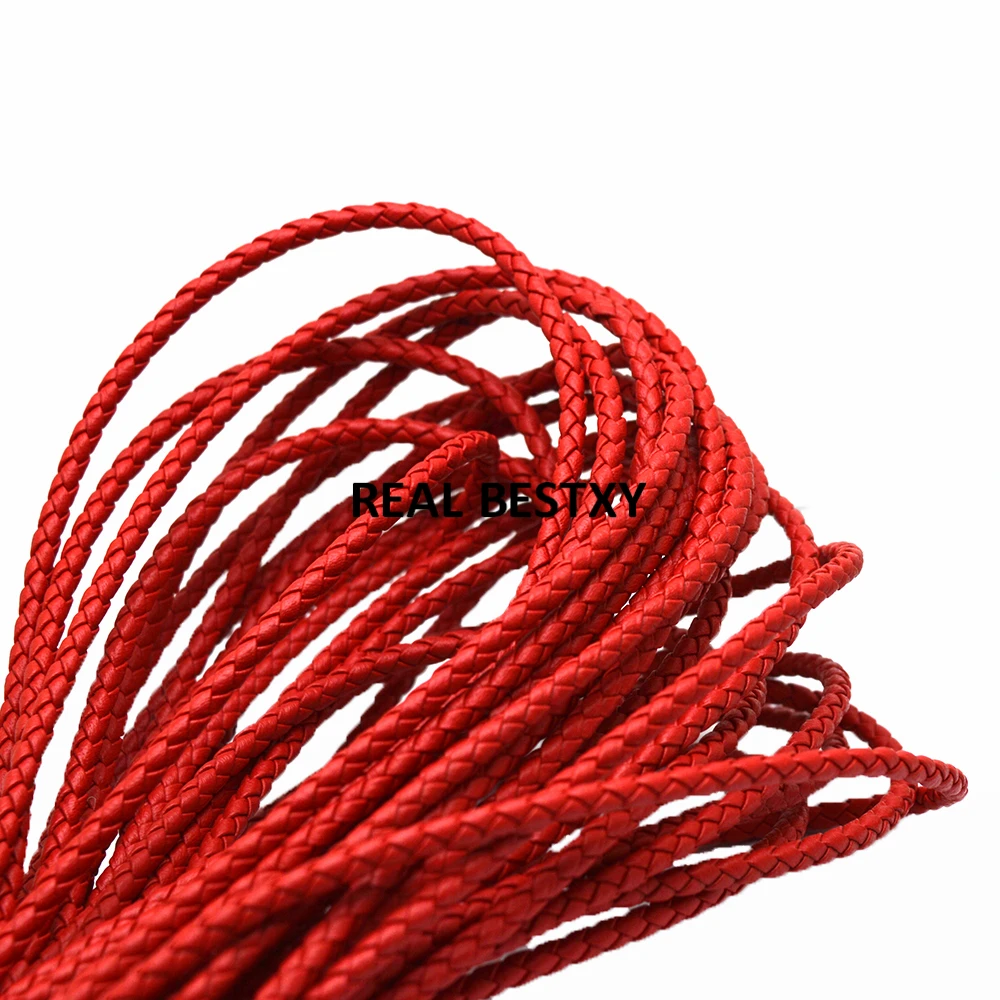 2m/lot approx 3mm red Braided Leather Bolo Cord Round Craft String Strip For Necklace Bracelet for jewelry strands wrist | Украшения и