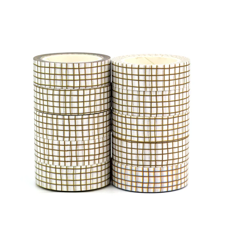 

10pcs/lot Decorative Kraft Grid Washi Tapes DIY Scrapbooking Planner Adhesive Masking Tapes Cute Stationary Supplies
