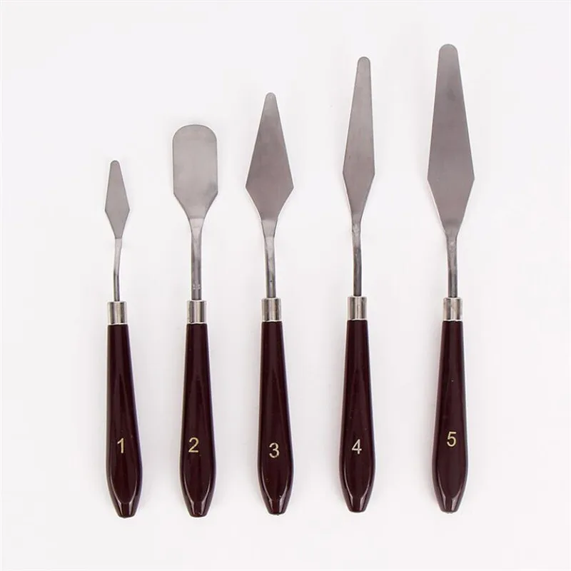 5pcs/set Stainless Steel Spatula Baking Pastry Tools Fondant Cream Mixing Scraper Oil Painting Shovel for Painting Knife silicone spatula,cake decorating tools,cream spatula,cake spatula
