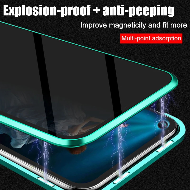 Металлический магнитный чехол для телефона huawei Honor P20 P30 mate 20 30 8X 9X 20i V20 Nova 4 5 5i Pro Defense Peep двусторонний стеклянный чехол
