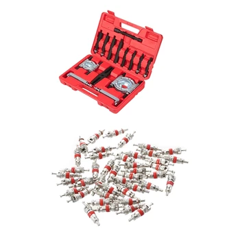 

50 pcs Car Bike Motorcycle rubber hose tubeless type valve core & 1set Bearing Puller Separator Set 2 ; 3 inch