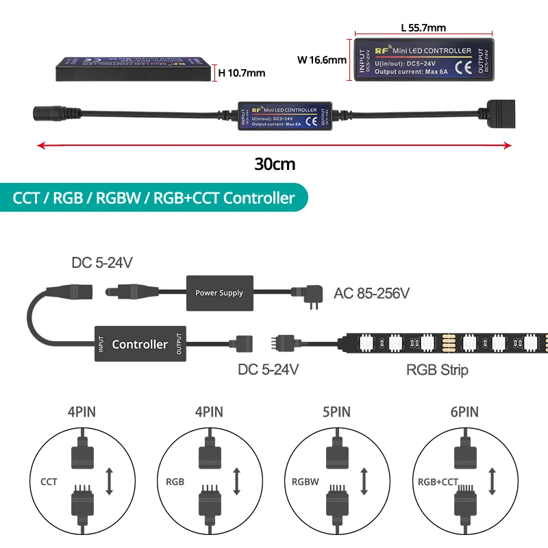 Мини РЧ 17/28 клавиш контроллер светодиодной ленты для RGB/RGBW/RGBWW/CCT/RGB + CCT 4pin/5pin/6pin