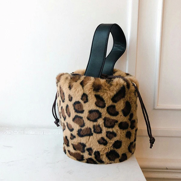 leopard print Женская сумка-мешок из искусственного меха,, осенняя, Корейская, Ретро стиль, мягкая, Леопардовый принт, искусственный мех, Сумка через плечо, женская, повседневная, Bolsas De Mujer - Цвет: leopard print