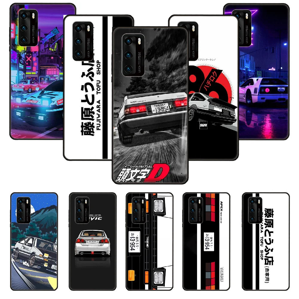 Чехол для Huawei P20 P30 P40 P Smart Z + P10 Mate 30 10 20 Lite Pro черный мягкий с японскими начальными