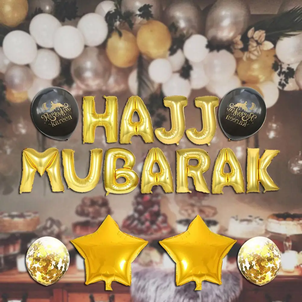 Золотой Рамадан Kareem украшения Eid Mubarak баннер и воздушные шары HAJJ MUBARAK шарики для вечеринок Eid al-fitr Рамадан Mubarak Декор набор