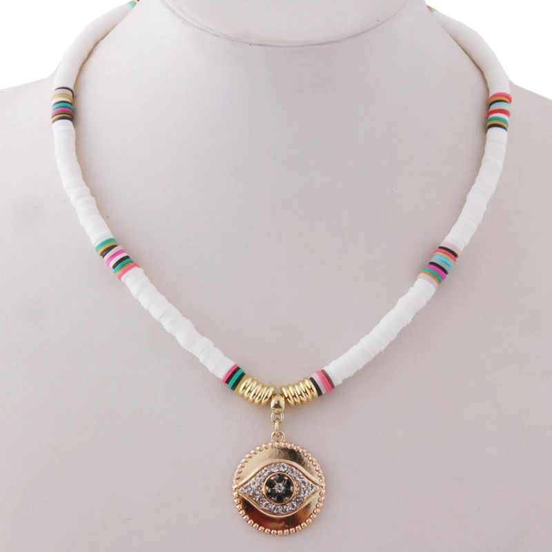 

NeeFu WoFu Eye set necklace Freshwater Pearls Bohemian Bracelets For Women Nationality stainless steel Beach Colorful Jewelry