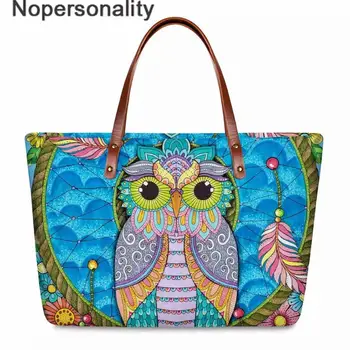 

Nopersonality Art Owl Print Luxury Handbags Women Bags Designer Butterfly Shoulder Bags and Top-handle Bags for Ladies Neoprene