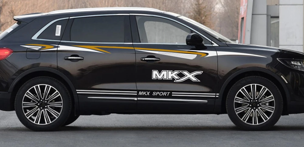 2 шт., Длинные Полоски, автомобильные наклейки для Lincoln MKC MKX, виниловая пленка, отражающая, водонепроницаемая, авто Спорт, сделай сам, наклейки, аксессуары для тюнинга автомобиля