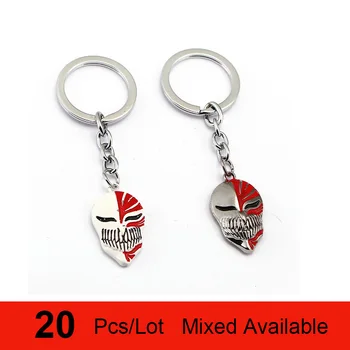 

20pcs/lot BLEACH Keychain Anime Key Chain Key Ring Holder Pendant Kurosaki Mask Chaveiro Jewelry Souvenir Grimmjow Jeagerjaques