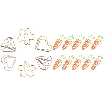 

40PCS Paper Clips, Cute Paper Clips - 10pcs Carrot shaped ,10pcs Heart shaped,10pcs Cherry shaped, 10pcs Diamond shaped