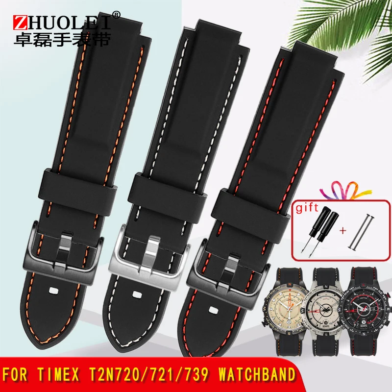 Ремешок силиконовый для мужских часов Timex E-tide Compass T2N720 T2N721 TW2T76300