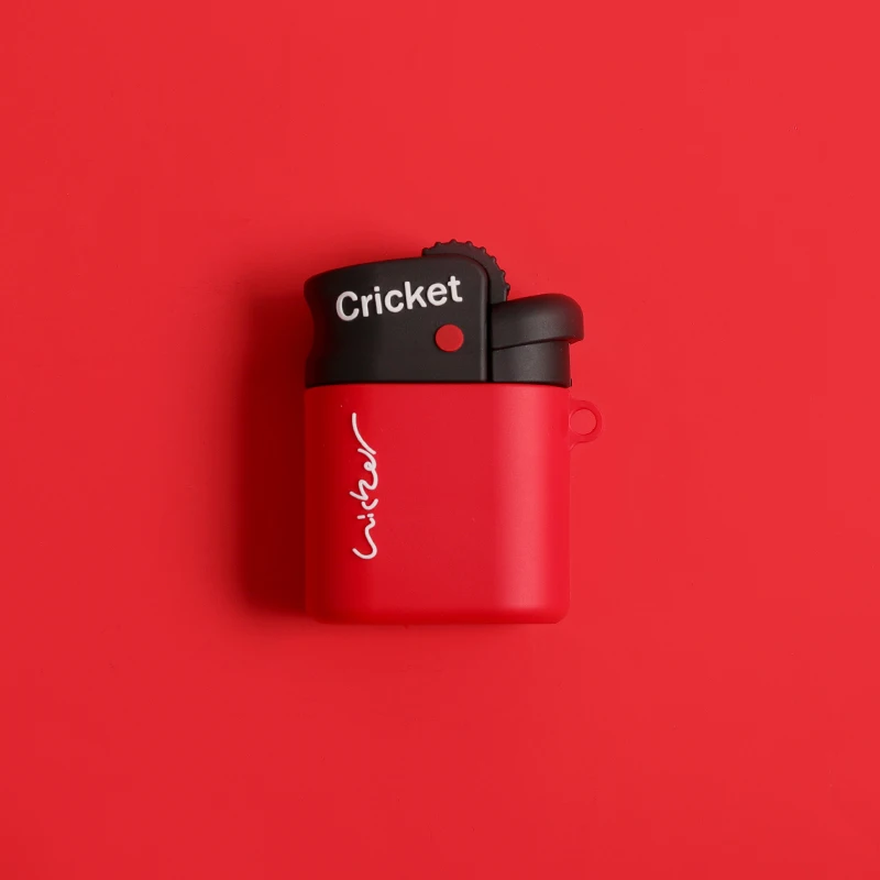 3D прикуриватель дизайн беспроводной Bluetooth наушники чехол для AirPods 2 1 мягкая силиконовая гарнитура Защитная крышка с крючком - Цвет: red