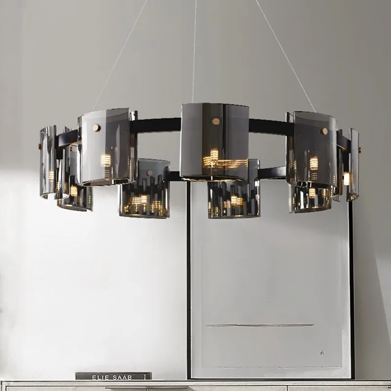

Creative Modern LED Chandelier Lighting Dining Living Room Luxury Hanging Lamp Amber/Smoky Glass Bedroom Study Deco G9 Fixtures