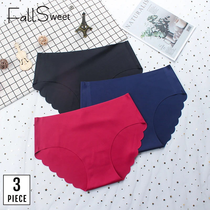 FallSweet 3 pcs/lot ! Seamless Panties Women Solid Sexy Underwear Mid Waist  Briefs M to XXL