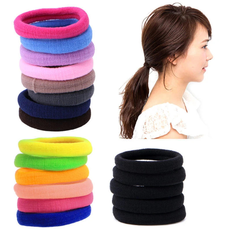 100pcs Elastics Rubber Fashion Hairband Scrunchie Women Ponytail Holder Rubber