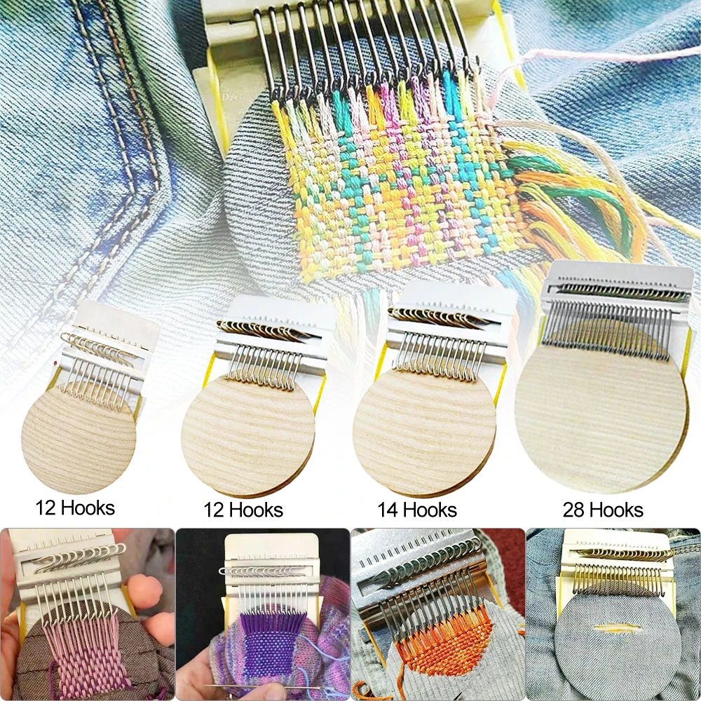 

Diy Creative Braiding Patching Machine Hand Knitting Wooden Speed Weve Type Weave Darning Tools Stitching Knitting Small Loom