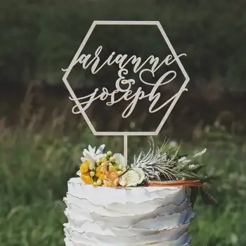 

Custom name cake topper, Geometric wedding cake topper, Modern Wedding Cake Topper