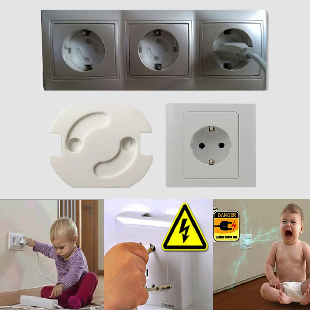 

10Pcs/Lot Baby Safety Rotate Cover 2 Holes EU Standard Children Electric Protection Socket Plastic Baby Locks Kids Proof Socket