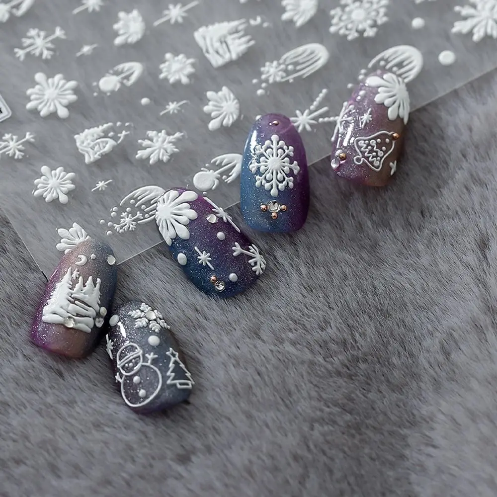 Self Adhesive Christmas Tree DIY Nail Art Decorations Sticker Manicure Accessories 5D Carved Decals | Красота и здоровье