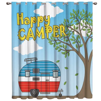 

Vintage Caravan Window Treatments Curtains Valance Decor Kitchen Outdoor Bedroom Fabric Swag Kids Curtain Panels