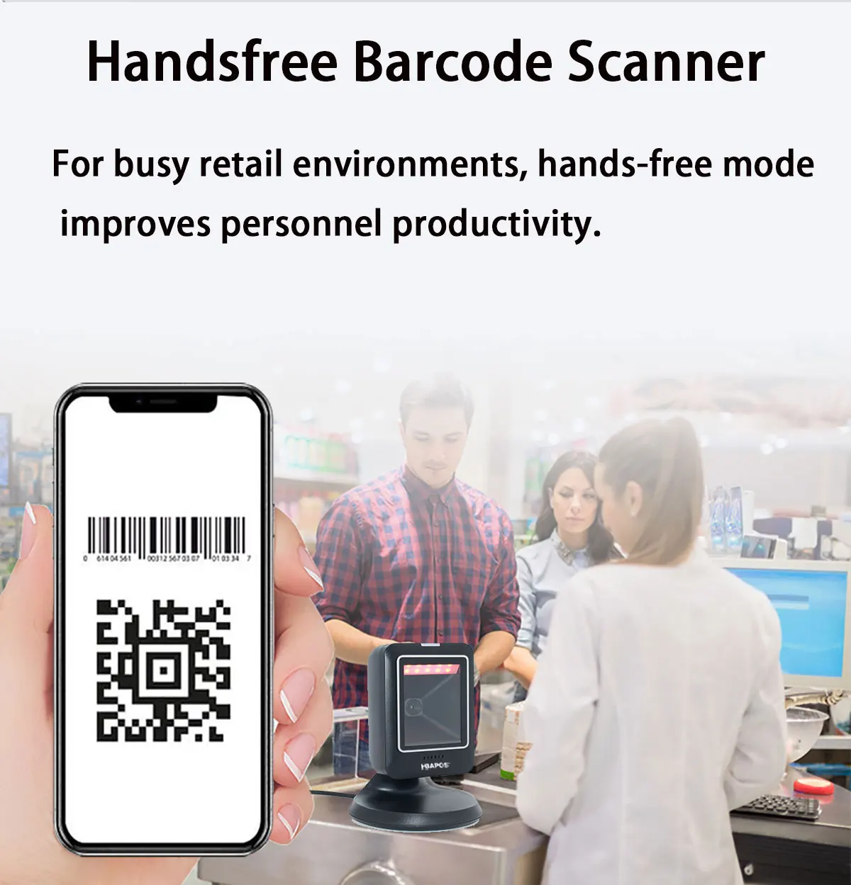 Barcode scanner 2D all-round desktop automatic sensing data matrix reader supermarket usb barcode reader 1D 2D QR code android scanner