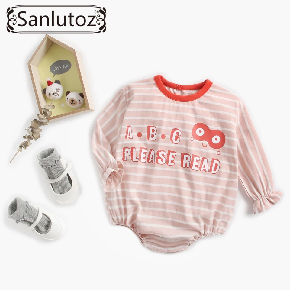 Sanlutoz/боди с длинными рукавами в полоску; Детские Боди; Осенняя повседневная одежда для малышей; Модная одежда для младенцев