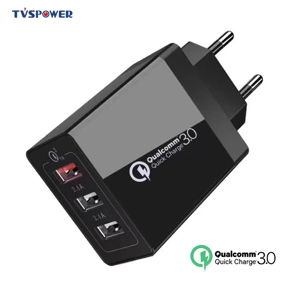 

QC 3.0 + 2 USB 2.4A Fast Wall Charger 3 Ports Mobile Phone Quick Charging Quick Charge Travel For iPhone Samsung huawei Xiaomi