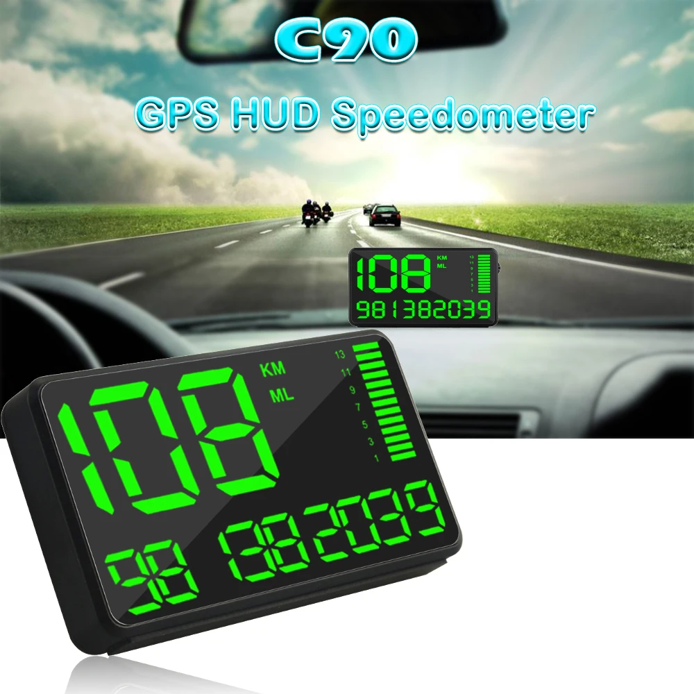 

C90 GPS HUD Speedometer Tracker Head-up display the driving speed GPS Tracker For Motorcycle Truck Car Over Speed Alarm System