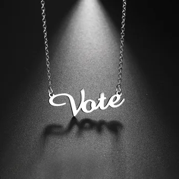 

VOTE Stainless Steel Necklace United States 2020 Jewelry Michelle Obama Same Gold Colour Letter Chain Freedom And Equality