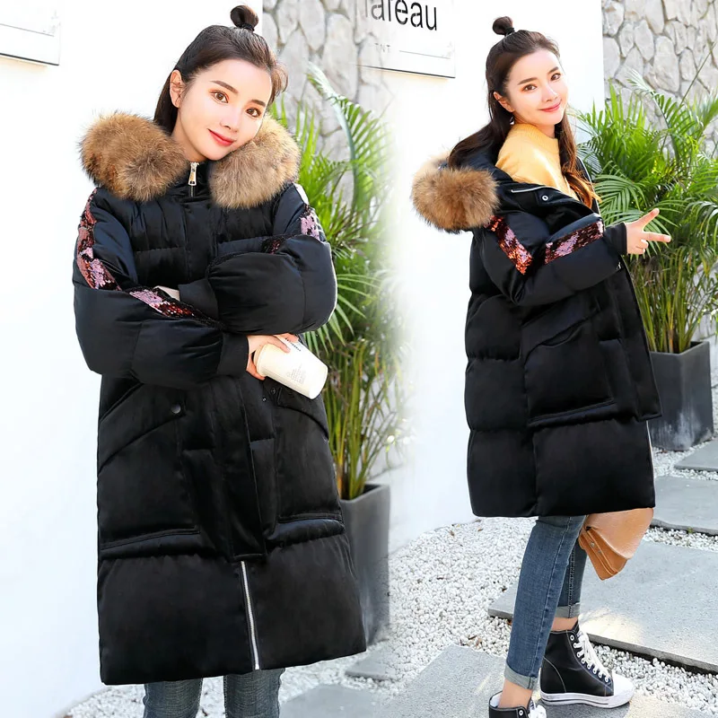 

Trend Simple Cool Elegant Casual Long Sleeve Mid-length Solid Color Cotton Coat 2018 Winter Hooded
