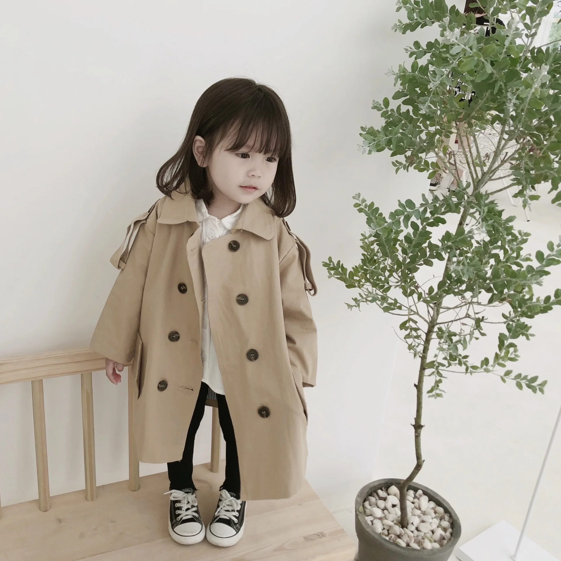 

2019 Spring New Style Childrenswear Men And Women Baby 3-7-Year-Old Neutral Models Trench Coat Spring