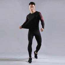 Мужская спортивная одежда, спортивная одежда для упражнений, эластичная дышащая одежда, Компрессионные спортивные костюмы, костюм для бега