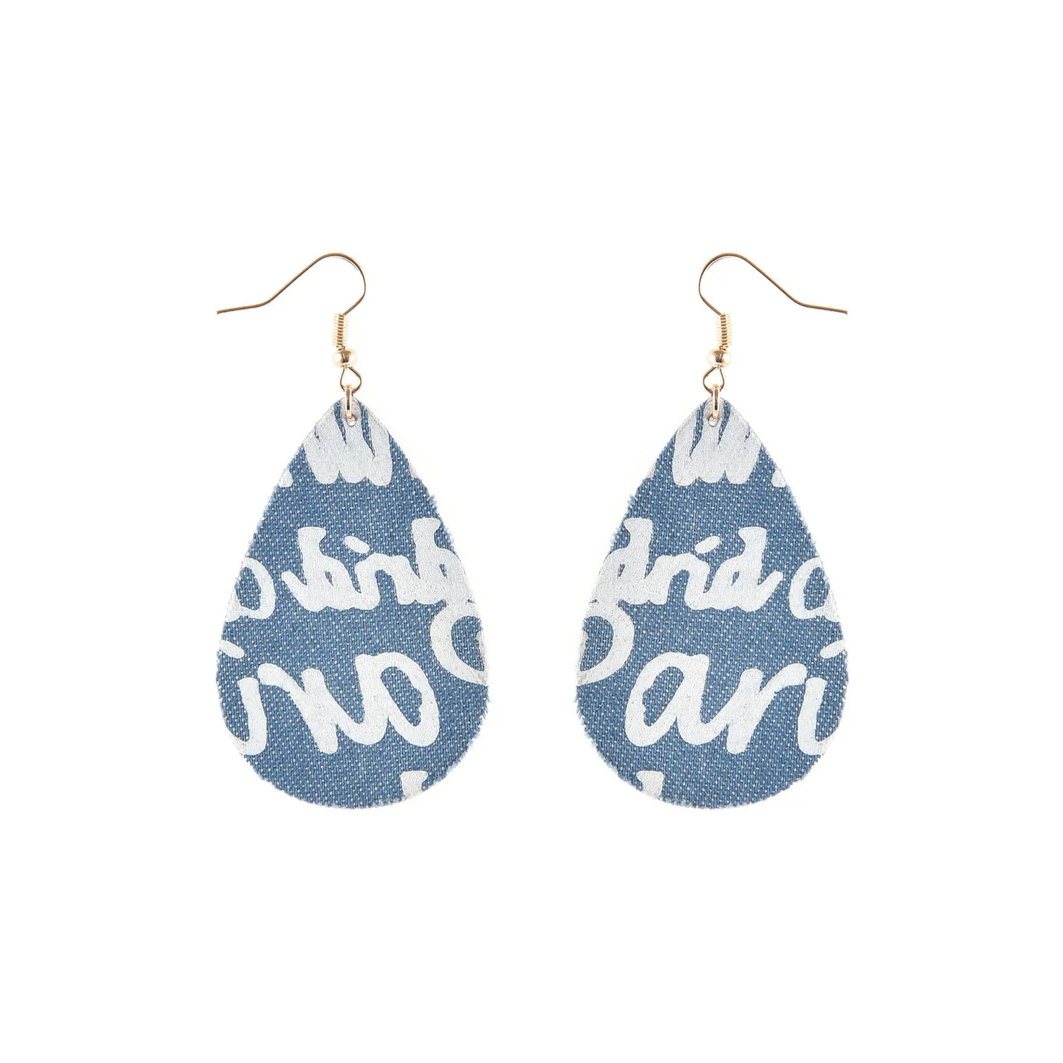 

Pu leatherette single-sided printing earrings for women's new retro fashion denim Earrings