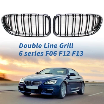 

NEW-Front Kidney Double Line Grille Sport Grill Replacement For-BMW 6 Series F06 F12 F13 Chrome+Black