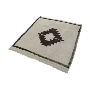 

130x149 Cm Beige Handmade Vintage Tulu Rug-4x5 Ft