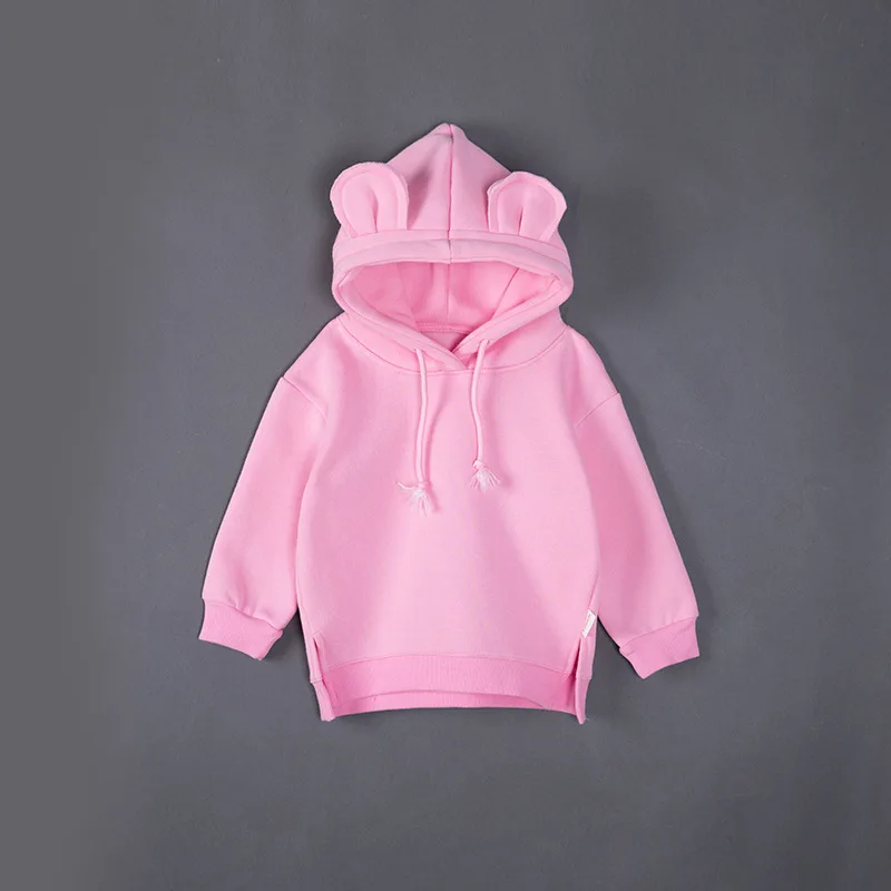 Bright Pink LOOZYKIT, зимнее пальто толстовка с капюшоном и объемными ушками для маленьких мальчиков и девочек топы, одежда roupa infantil, Прямая поставка - Цвет: Bright Pink