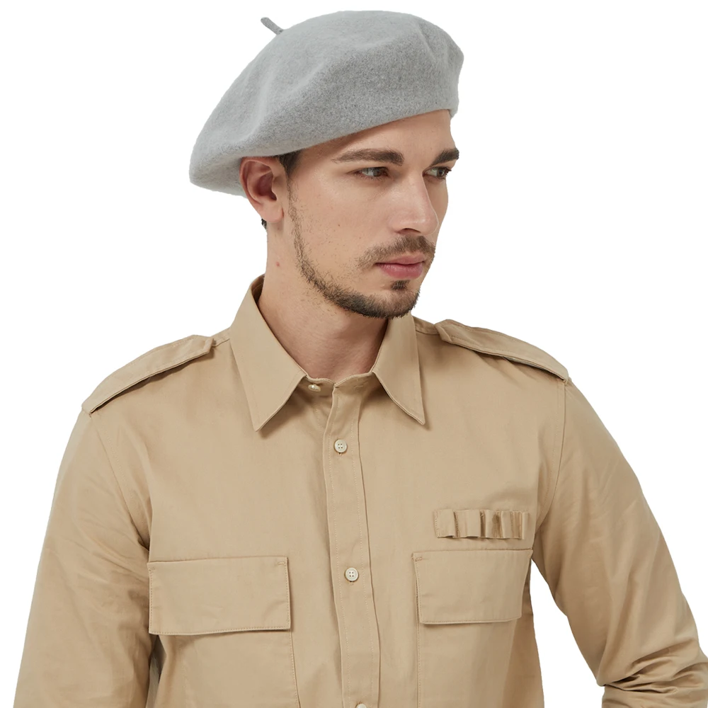 male french beret Big Wool Beret Military French Artist Hats For Women Men's Flat Caps beret mens hat