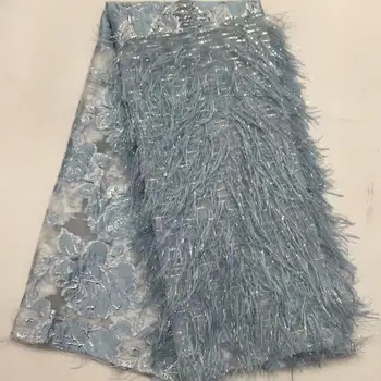 

Best 2019 Soft French Tulle Net Laces Latest Nigerian African Guipure Fabrics For Women's Wedding Dress with Feather Embroidered