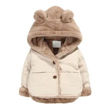 Autumn Winter Baby Fleece Soft Jacket Cartoon Hooded Plus Velvet Infant Boys Coat Newborn Baby Girls Outerwear Baby Snow Wear
