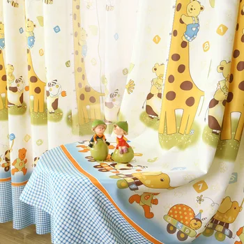 

Cute Cartoon Animal Curtains for Living Dining Room Bedroom Curtain Custom Finished Children's Room Giraffe School Kindergarten